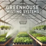 A modern greenhouse misting systems filled with healthy plants