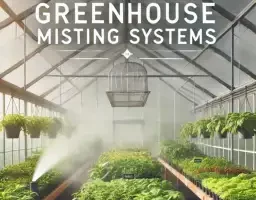 A modern greenhouse misting systems filled with healthy plants