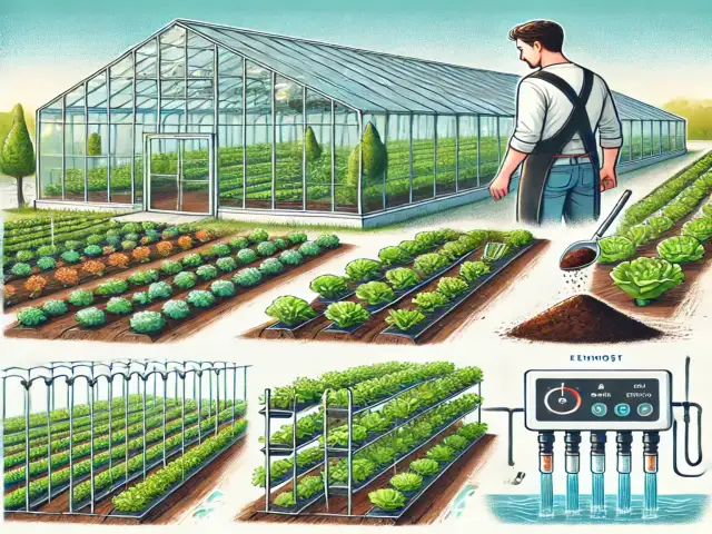 A well maintained organic greenhouse farm