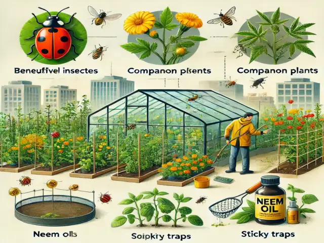 Natural pest control methods in an urban greenhouse farming